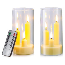 3-in-1-Flammenlose, Kurze Spitzkerzen mit 10-Tasten-Fernbedienung und Timer, Batteriebetrieben, 2er-Pack LED-Acrylkerzen, 7,6 X 15,2 cm