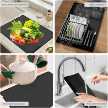 Silicone Coffee Mat Kitchen Bar Fits Under Coffee Maker Pot Tamper Cups Dish Drying Pad Anti-Slip Heat-Resistant