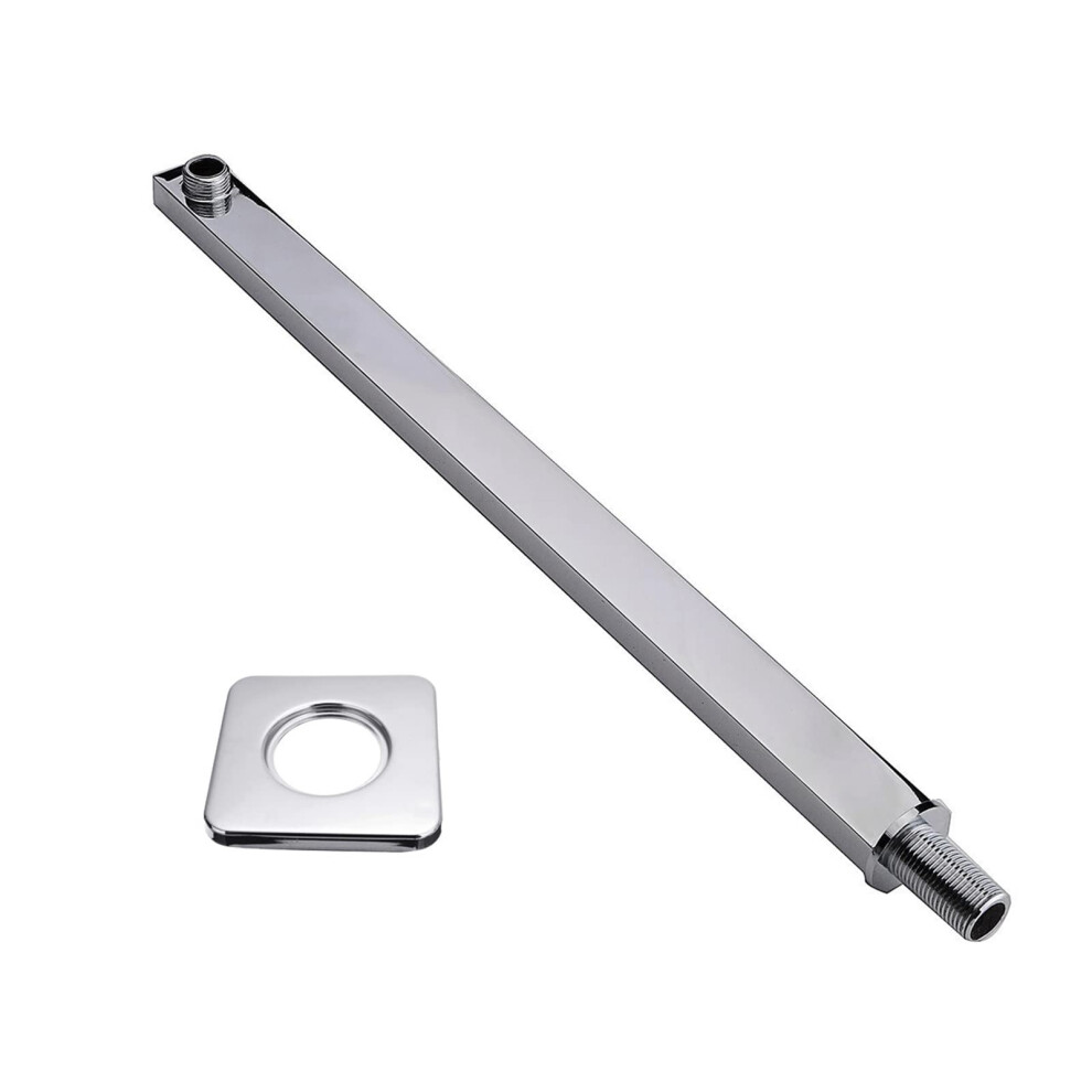 60Cm Wall Mounted Chrome Shower Arm For Rain Shower Head, Square Extension, Durable Build 9169991229973