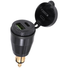 Wasserdichtes Motorrad-DIN-Stecker-Ladegerät auf QC3.0-USB-Ladegerät & Typ-C-30-W-Power-Delivery-Adapterbuchse
