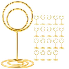 20pcs Gold Table Number Holders with Wide Base for Weddings Parties Photo and Place Cards