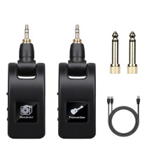 System Sem Fio para Guitarra Transmissor de Áudio Receptor USB System Sem Fio Recarregável para Baixo de Guitarra Elétrica