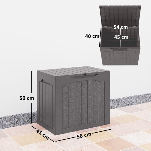 Outsunny Outsunny 93L Plastic Garden Storage Box, Storage Container w/ Handles, Brown 2