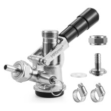 Keg Coupler D System Stainless Steel Kegerator Tap with Check Valve and 5/16 Inch Beer Gas Line