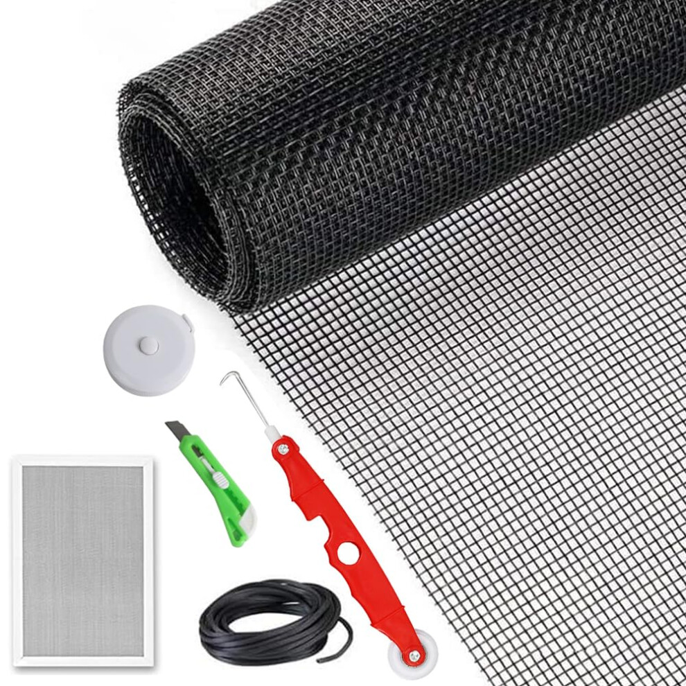 Window Screen Replacement Kit 48X158in Uv Resistant Fiberglass For Windows And Doors With Tools 9771547209164