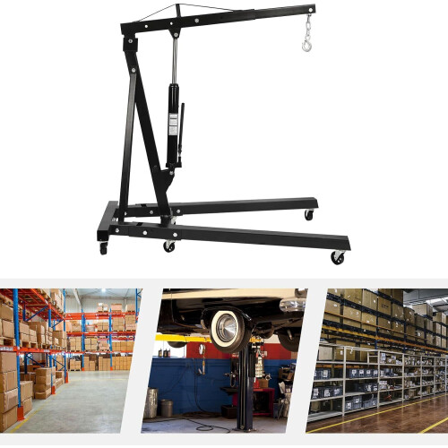 2 Ton Folding Hydraulic Engine Hoist Crane with Wheels 1