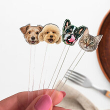 Custom Wedding Drink Stirrers with Pet Portrait Design, Swizzle Sticks for Parties