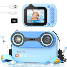 Kids Waterproof Camera 10FT with 32GB Card, 1080P HD Dual Lens Selfie for Kids Age 412 Swimming