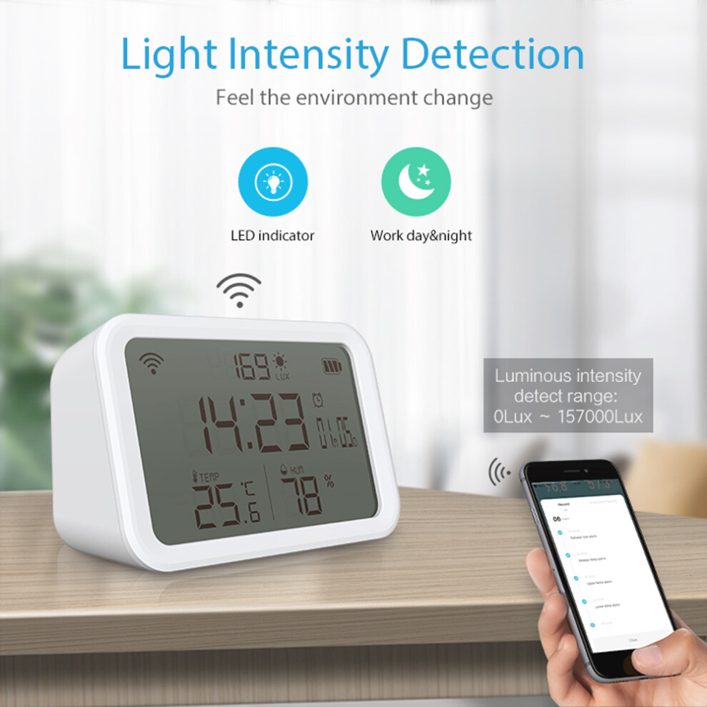 Tuya Wifi 4-In-1: Temp, Humidity, & Alarm Light
