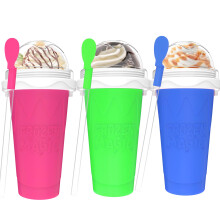 3PCS Slushie Maker Cup with Quick Freezing Technology, DIY Frozen Magic Smoothie Cup for Kids and Adults, 350ml Blue Pink Green