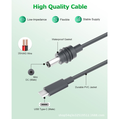 Cable de Type C a DC 20V 5A, 49.2ft/5m, Listo para PD 2