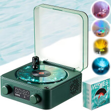 Bluetooth Vinyl Record Player with BuiltIn Speakers and Adjustable Ambient Lights, Christmas Green
