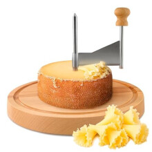 Cheese Curler for Tête de Moine with Stainless Steel Blade and Wooden Base, Elegant Cheese Curls