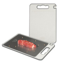Stainless Steel and Wheat Straw Double Sided Cutting Board with Knife Sharpener and Juice Groove