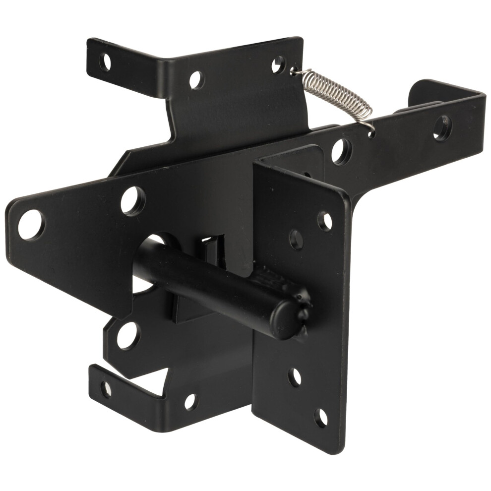 Heavy Duty Self Locking Gate Latch For Wooden Fence Outdoor, Black Steel Gravity Lock With Hardware 9169991232355