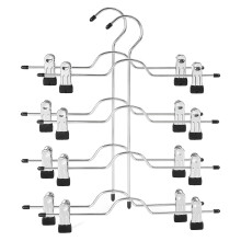 4 Tier Pants Hangers Metal Skirt Hangers with Clips,Trouser Clips Hanger,for Slacks,Trousers,Jeans,Towels,2-Pack Black