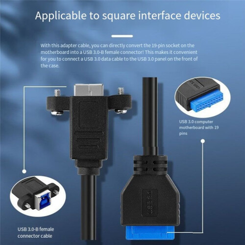 USB 3.0 Type-B Female to USB3.0 20Pin IDC Header Male Cable Extension 5Gbps for Disk SSD Camera Data 30cm