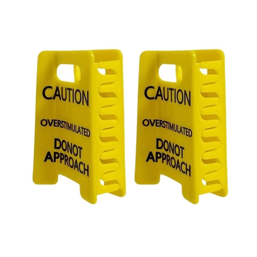 Unisex Yellow Overstimulated Caution Sign Hair Claw Clip,Funny Warning Hair Clip For Thick Hair,Gag Gift For Women,Friends 2Pcs