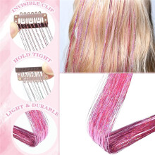 Hair Tinsel Clip in Hair Tinsel Kit for Girls Hair Extensions Colorful Heat Heatproof Party Accessories for Women 24 Pcs