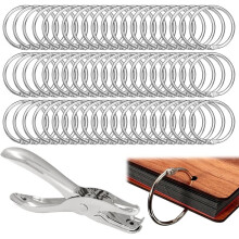 Pack of 100 Book Rings with Hole Pliers,20 mm Index Card Rings,Loose Leaf Metal Spiral Bound,for Loose Leaf,Scrapbooking