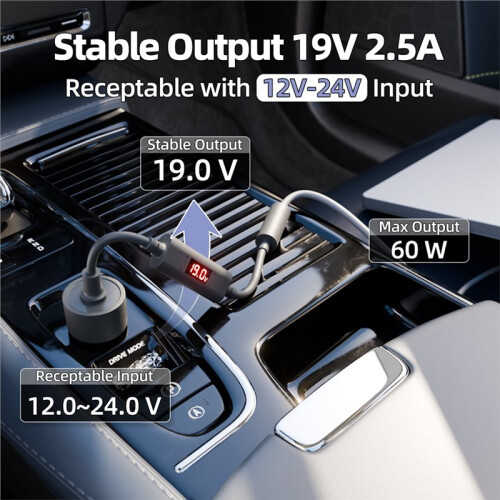 For Starlink  Car Charger with Voltage Display 12V to 24V Step- Power Adapter Car Cigarette Lighter Adapter 2