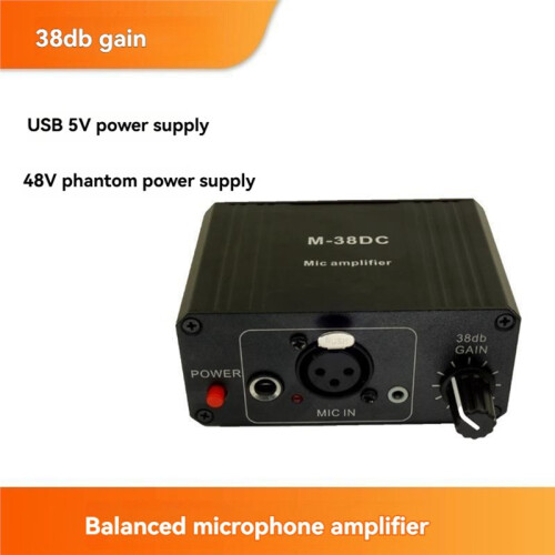Protable Microphone Preamp High Gain 48V Phantom Power XLR Output Mic Preamplifier for Dynamic and Condenser Microphone 2