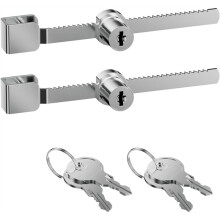 Ratelslot voor Schuifdeuren met Chromen Afwerking, Geschikt voor Glas van 4-8 mm, Veilig Slot voor Vitrinekast, Verpakking van 2