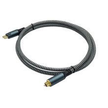 Flätad USB-C Till Optisk Ljudkabel USB C Optisk Kabel med Pläterad Kontakt för Soundbar, Högtalare och Hemmabio