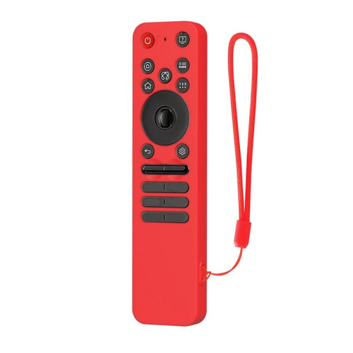 Silicone Protective Case with Lanyard Shockproof Soft Shell Protector Sleeve for  MR25GA Remote Control Red