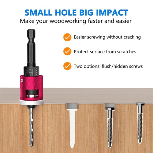 Countersink Drill Bit Set with Adjustable Depth Stop, 1/4" Hex Shank Quick Change Drilling Tool Kit,for Wood,Plywood 2