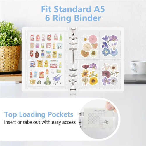 30 Sheets A5 Binder Inserts - Clear Double Sided Plastic Sleeves for Photo, Card, and Sticker Storage 2