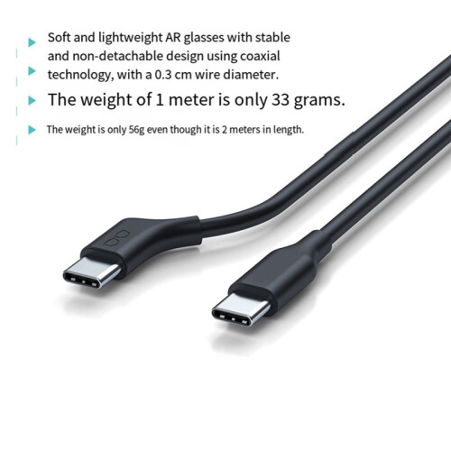 Type-C Flexible Cable for AR Glasses, USB3.2 Full-Function Supports 4K 60Hz,2m,for Xreal//RayNeo  AR 1