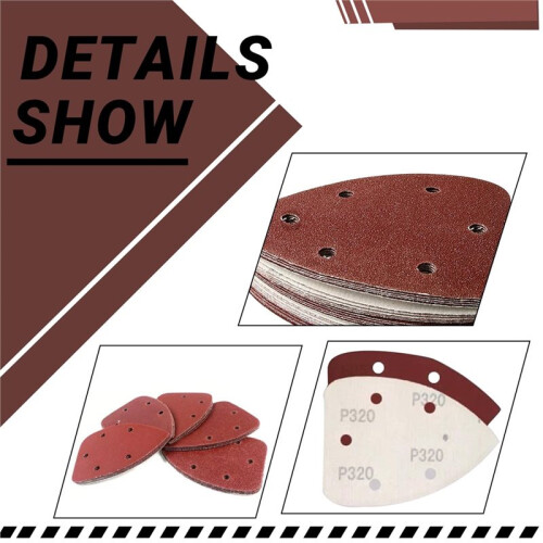 Multi Tool Sanding Pads, 60 Pcs Mouse Detail  SanderPads, 5 Hole Sanding Sheets Assorted for Sander SandersPads 1