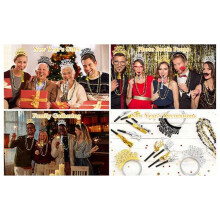 New Years Party Supplies 36 PCS, Happy New Year Decorations Kit - NYE Photo Booth Props Accessories Gifts Wearables