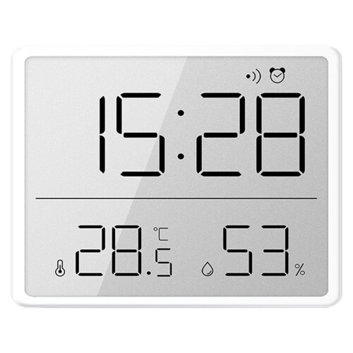 Slim Digital Wall Clock with LCD Alarm, Temperature & Humidity Display- Multi-Functional Kitchen Electronic Clock