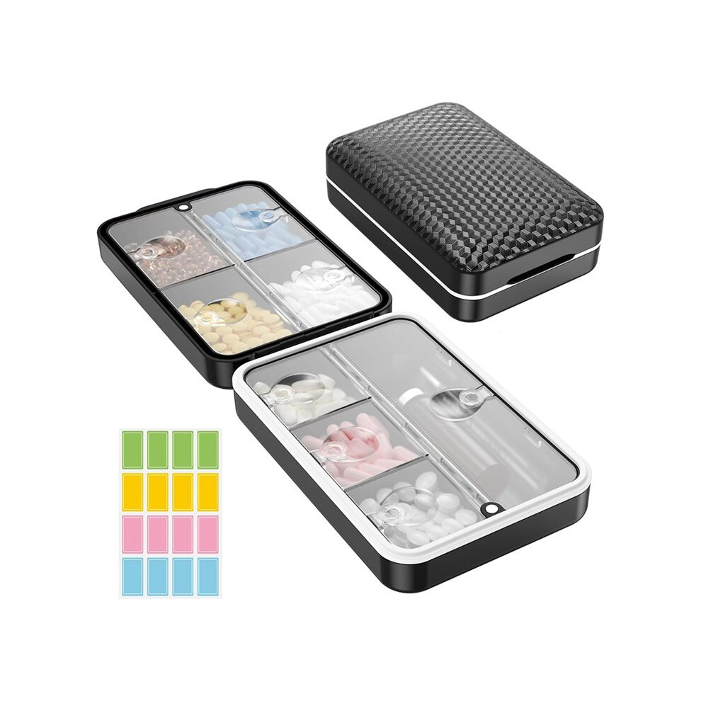 Weekly Pill Organizer, Magnetic Moisture Proof Pill Case, Capacity Travel Pill Box with Inner Clear Lid for Vitamins