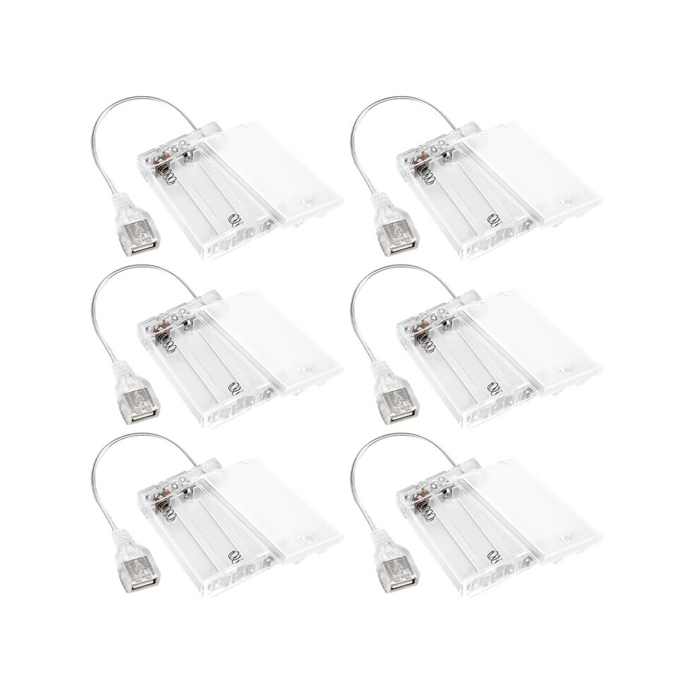 6 Pcs Usb Battery Pack For Led Lights Portable 5V Battery Pack With Cover For Plug In Lights, 3 Aa Holder With 6032211545036