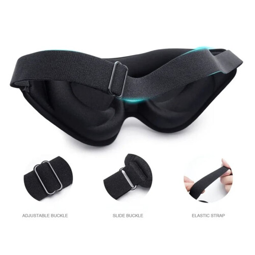3D Memory Foam Sleeping Mask - Light Blocking Sleep Aid, Comfortable & Adjustable Eye Shade Blindfold 2