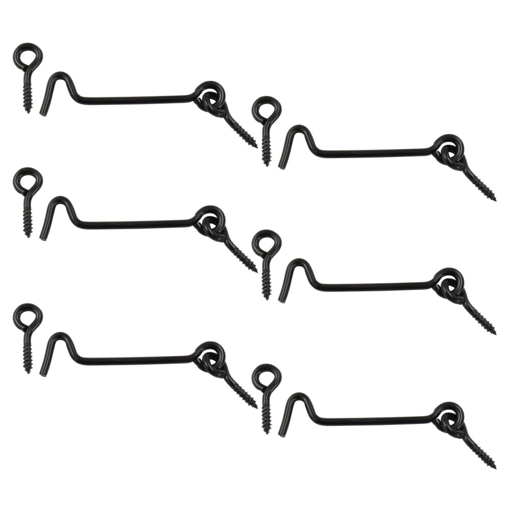 6Pcs 3 Inch Black Cabin Hook And Eye Latch With Screws, Rustresistant Gate Door Lock Hardware 9771547210849