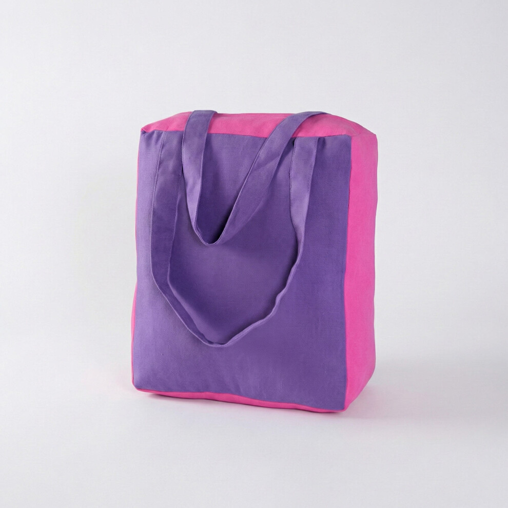 (27 x 32 x 11 cm) Cotton Solid Purple & Pink Design Shopping Bag
