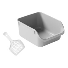 Open Anti Splashing Kitty Litter Pan Portable Nonstick Litter Pan grey
