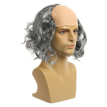 Old Man Balding Wig Cap Balding Crazy Scientists Wig for Halloween Wed