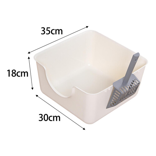 Cat Litter Box Durable Open Top Pet Litter Tray for Small Medium Cats 1