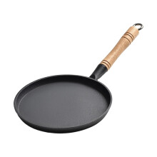 Round Griddle Pan Nonstick Frying Pan with Wooden Handle for Home BBQ