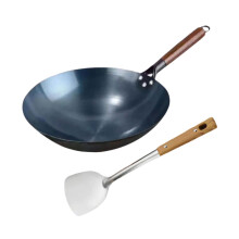 Wok Pan Cooking Wok Universal with Wooden Handle Gas Traditional Chine