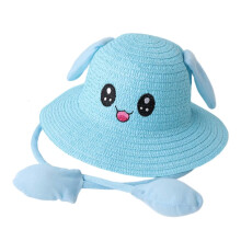 Bunny Ears Straw Hat Cap Wide Brim Children Beach Hat for Beach Summer
