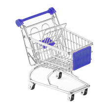 Mini Shopping Cart Supermarket Metal Handcart Toy Ornament Desktop Org