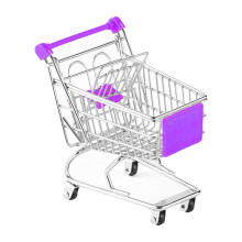 Mini Shopping Cart Supermarket Metal Handcart Toy Ornament Desktop Org