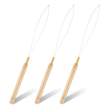 Hair Extension Tool Set with Wooden Loop Needle, Hair Beader for Fast Micro Bead Threading