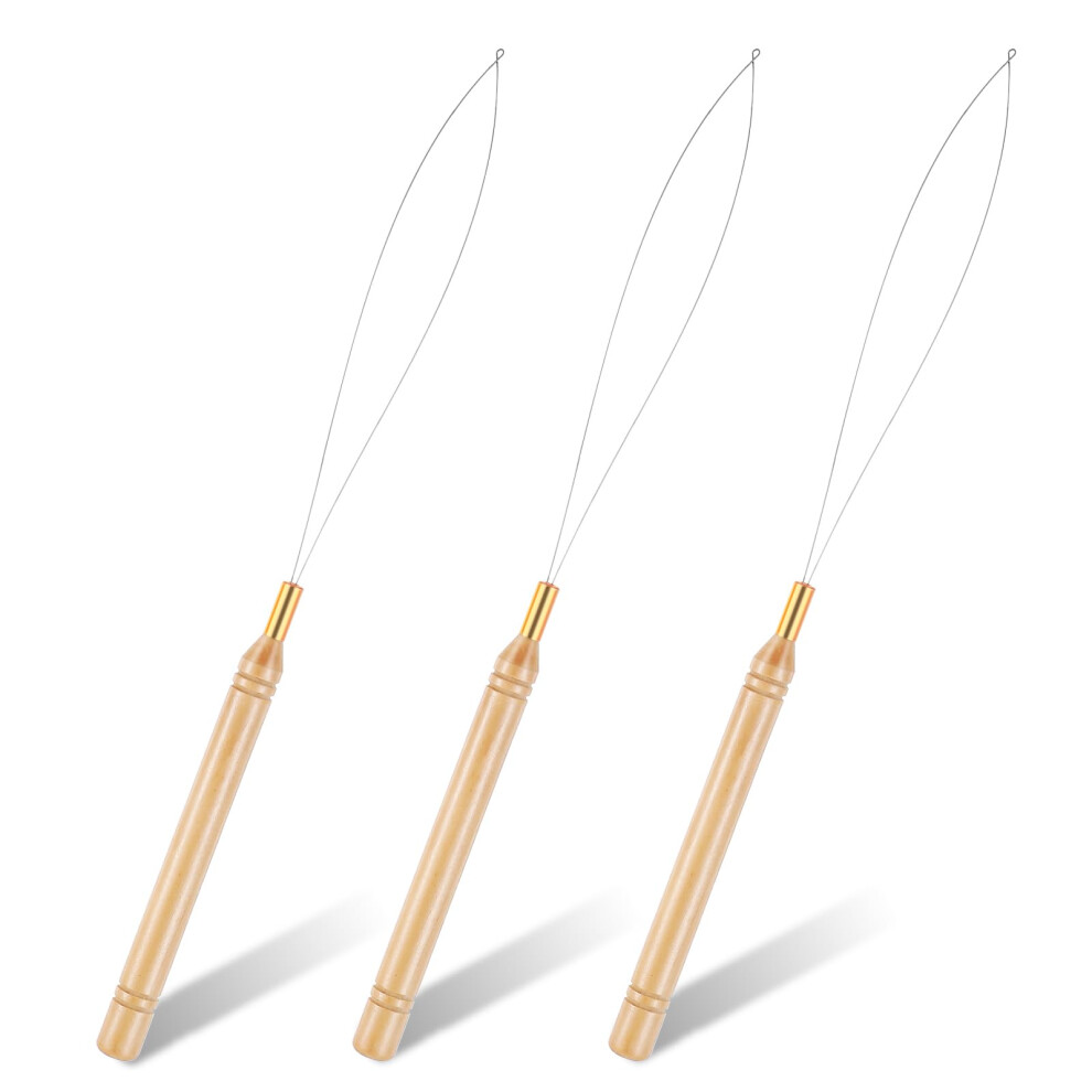 Unisex Hair Extension Tool Set With Wooden Loop Needle, Hair Beader For Fast Micro Bead Threading